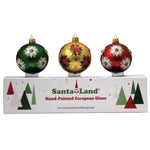 Santa Land Christmas Poinsettia Gold S/3 Ornament Petite Flower Floral 20M1030 (48345)