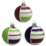 Santa Land Candyland Stripes S/3 - 3 Glass Ornaments 4 Inch, Glass - Ornament Candy Sweet Treat Hard 20M1080 (48350)