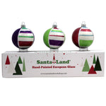 Santa Land Candyland Stripes S/3 - 3 Glass Ornaments 4 Inch, Glass - Ornament Candy Sweet Treat Hard 20M1080 (48350)