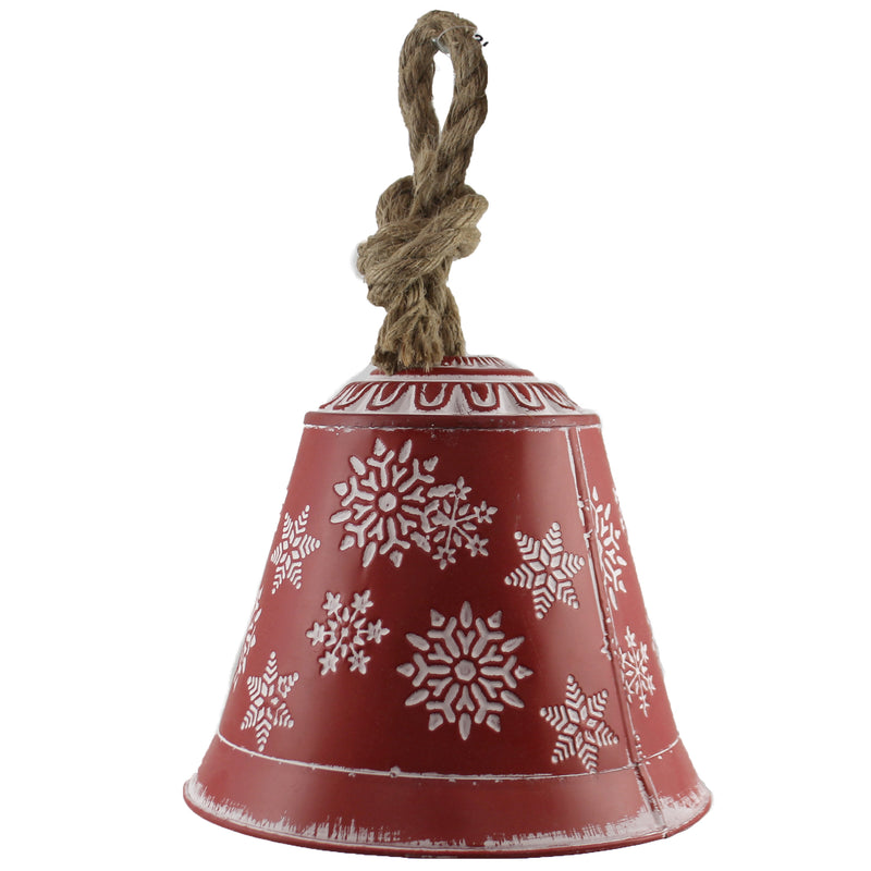Christmas Snowflake Bell 8 Inch Metal Jute Hanger Metal Xc426774