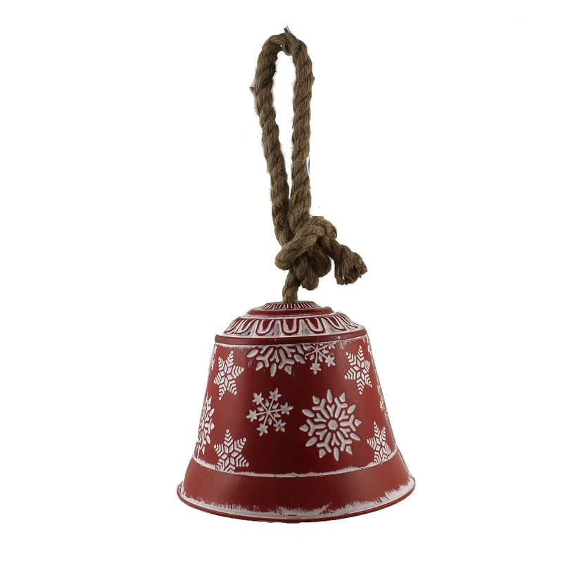 Christmas Snowflake Bell 6.5 Inches Metal Jute Hanger Metal Xc426574