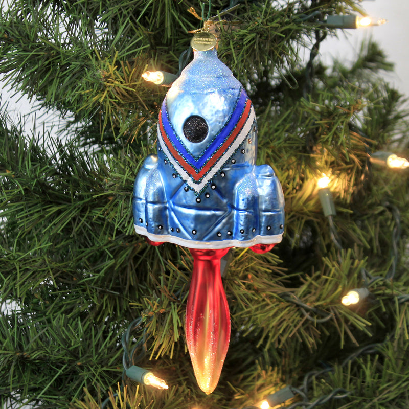 Morawski Blue Space Ship With Flame - - SBKGifts.com