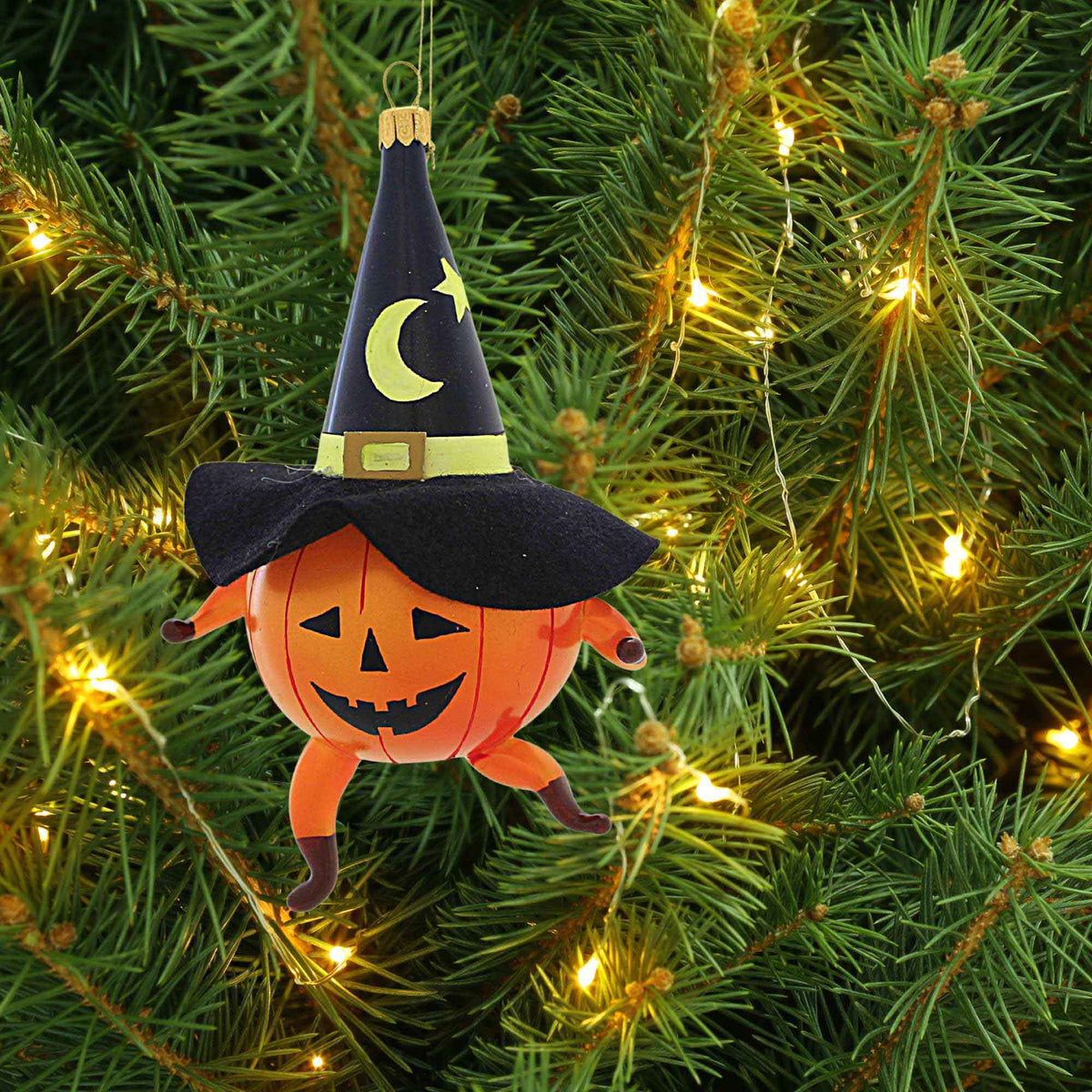 De Carlini Italian Ornaments Pumpkin Witch - - SBKGifts.com