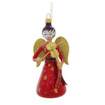 De Carlini Italian Ornaments Angel With Gold Violin - 1 Glass Ornament 5 Inch, Glass - Ornament Italian Music Instrument Religious An273v (48419)