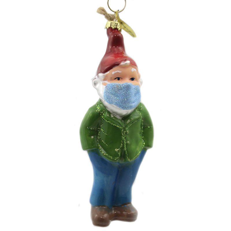 Social Distancing Gnome - One Glass Ornament 5.75 Inch, Glass - 2020 Forest Whimsy Go8016 (48426)