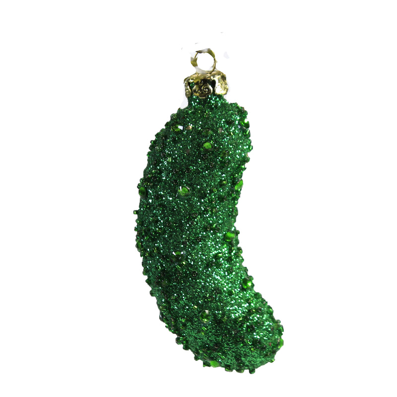 Holiday Ornament Jeweled Pickle Glass Glittered Green Cucumber Go3003 (48430)