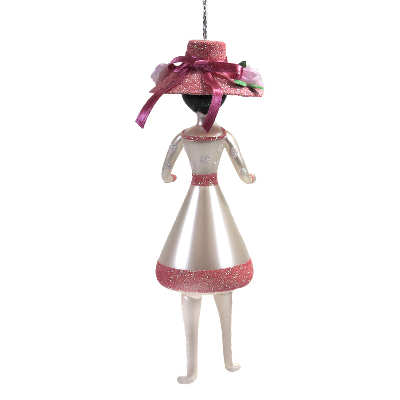 De Carlini Italian Ornaments Annag In  Pink Hat - - SBKGifts.com