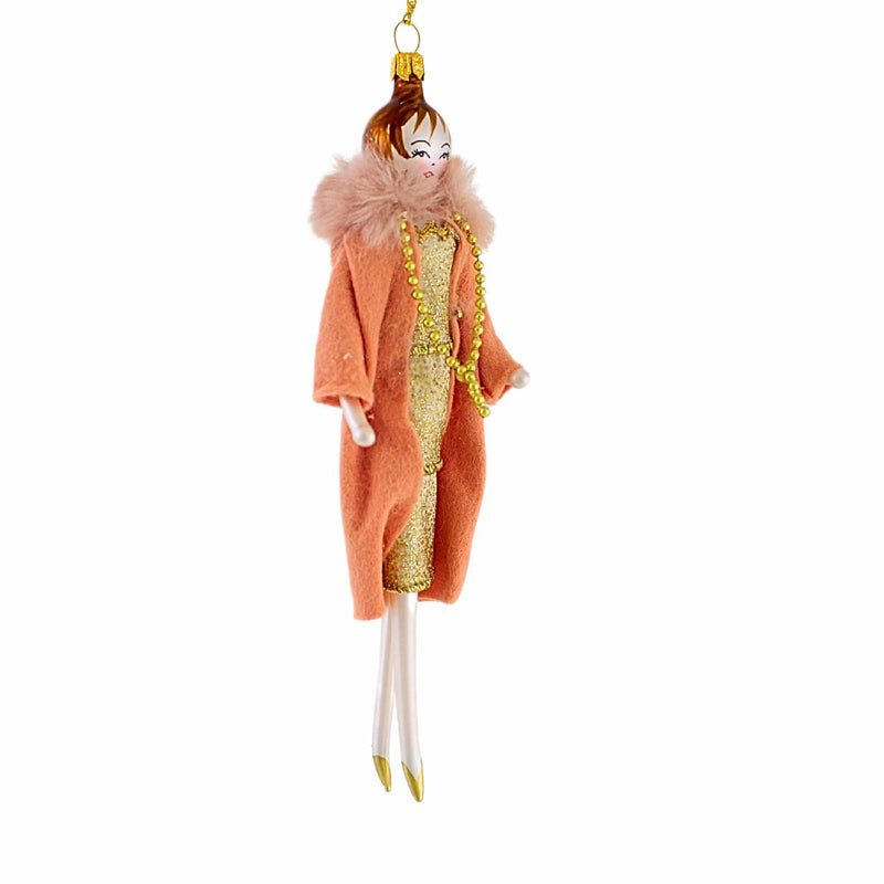 De Carlini Italian Ornaments Amelie In Pink Coat - - SBKGifts.com