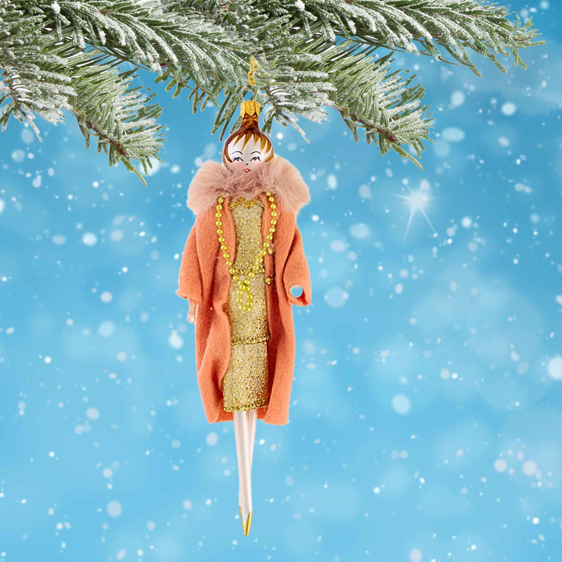 De Carlini Italian Ornaments Amelie In Pink Coat - - SBKGifts.com
