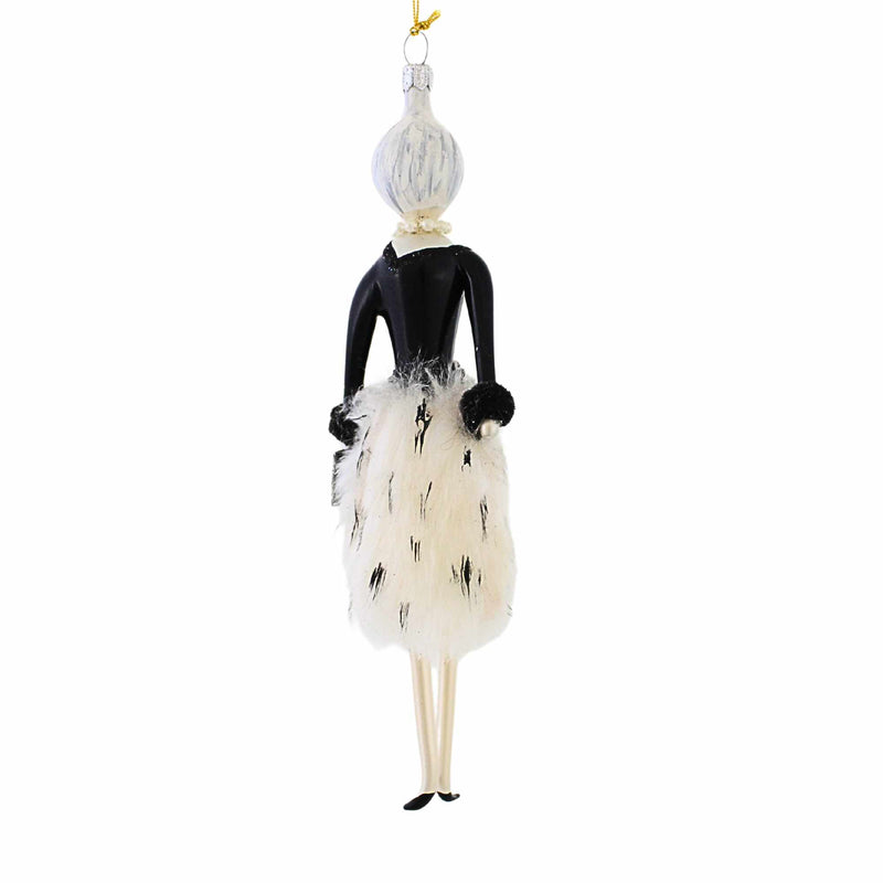 De Carlini Italian Ornaments Lela With White Fur Skirt - - SBKGifts.com