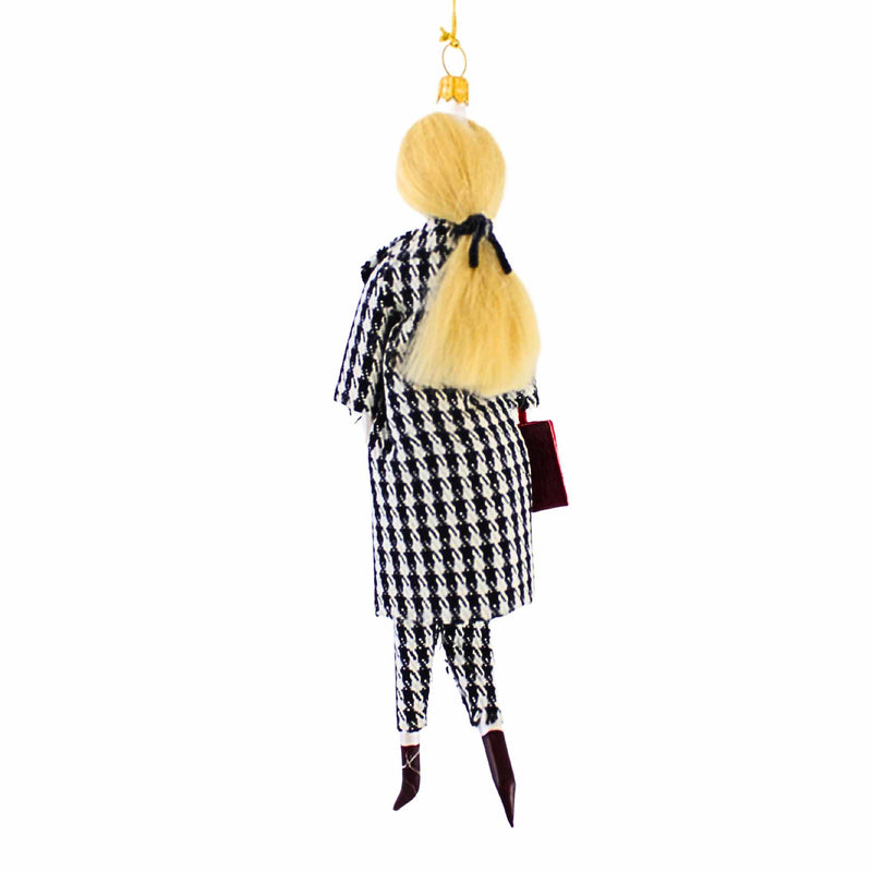 De Carlini Italian Ornaments Annie In A Houndstooth Suit - - SBKGifts.com