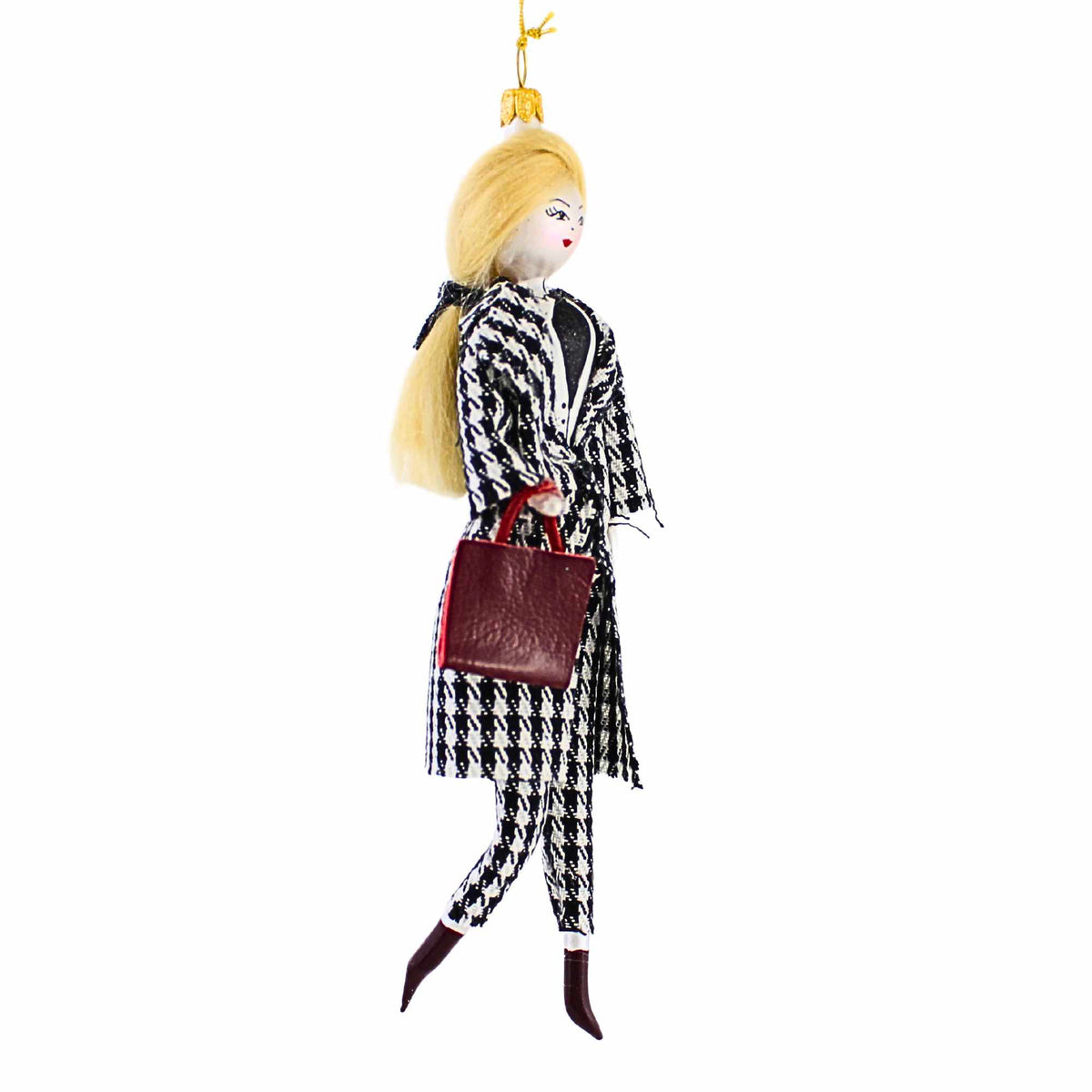 De Carlini Italian Ornaments Annie In A Houndstooth Suit - - SBKGifts.com