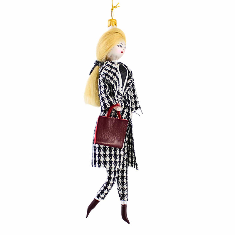 De Carlini Italian Ornaments Annie In A Houndstooth Suit - - SBKGifts.com