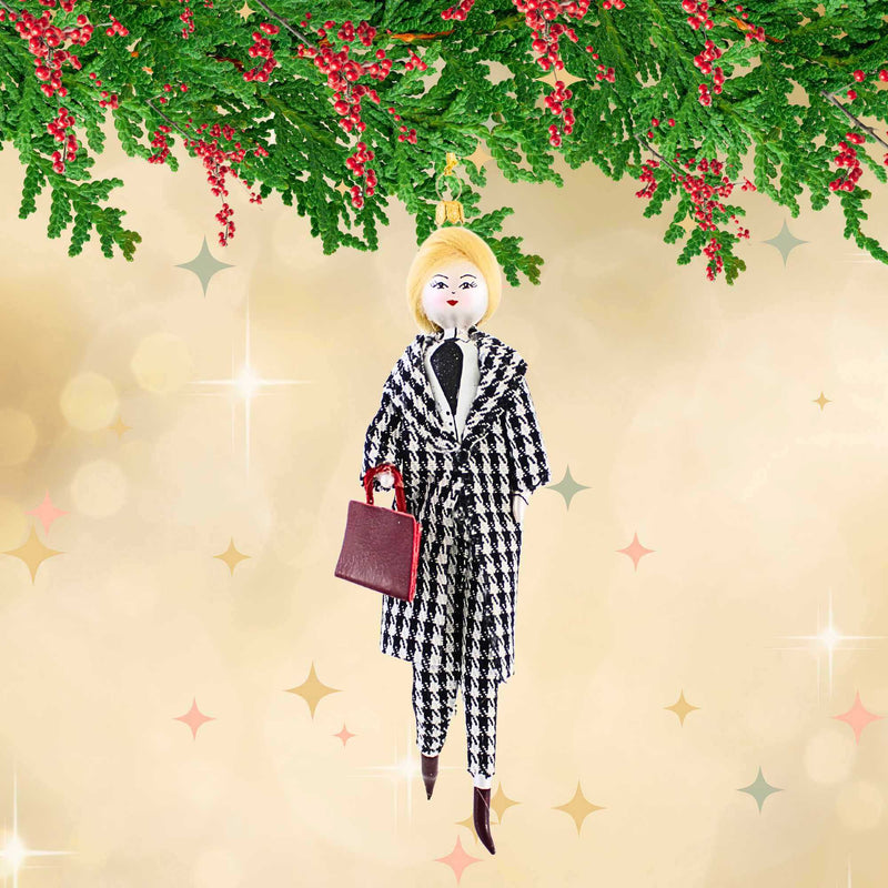 De Carlini Italian Ornaments Annie In A Houndstooth Suit - - SBKGifts.com