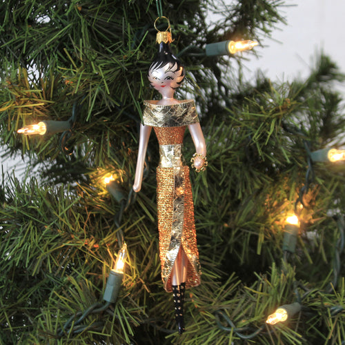 De Carlini Italian Ornaments Willow In Metalic Wrap Skirt - - SBKGifts.com