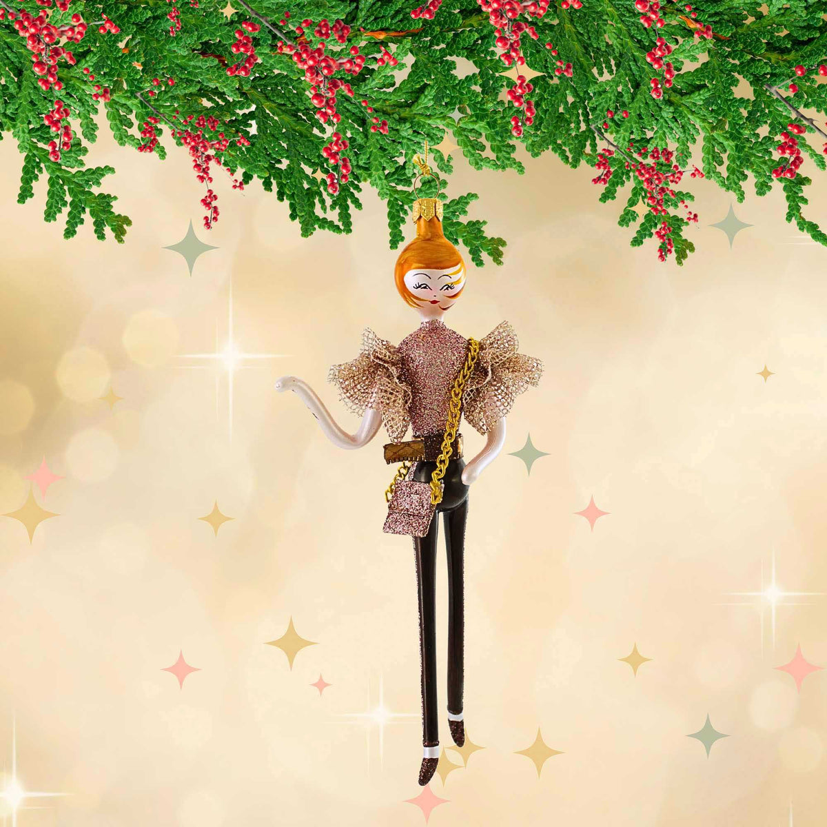 De Carlini Italian Ornaments Lorene In Brown Legging - - SBKGifts.com