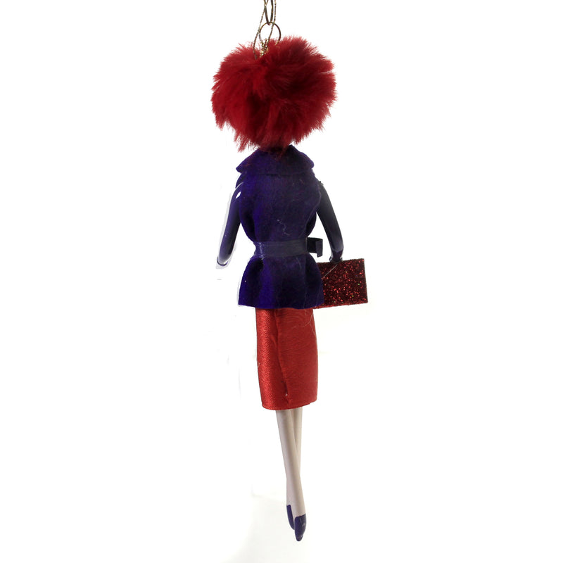 De Carlini Italian Ornaments Agnes In Red & Purple Suit - - SBKGifts.com