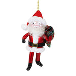De Carlini Santa With Scottish Plaid Bag Ornament Italian Tartan Claus Bn418