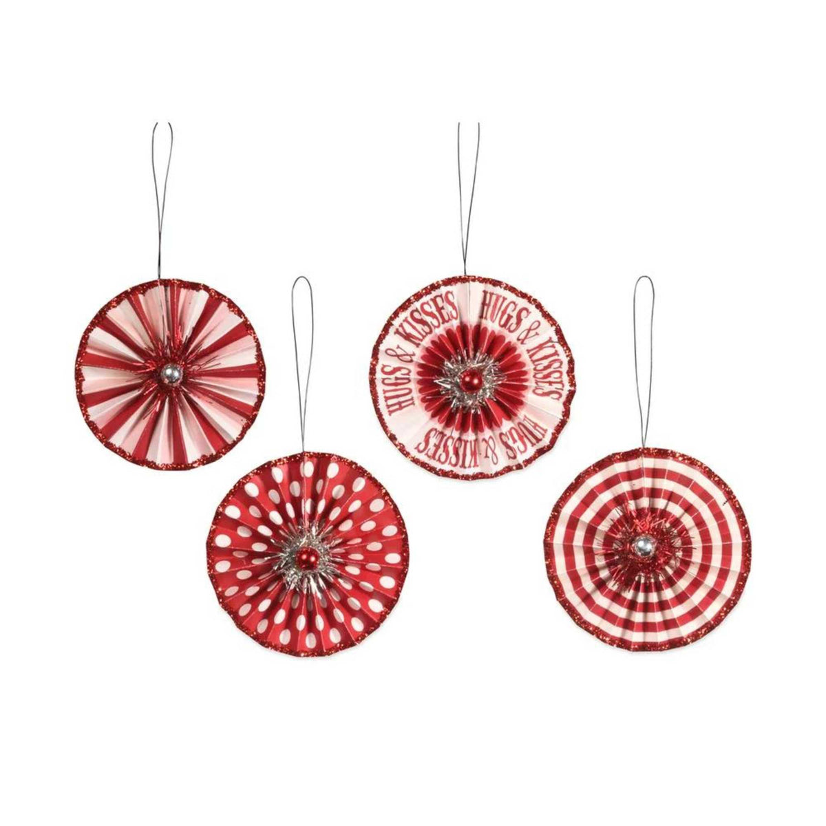 (48569) Valentine Rosette Ornaments Set/4