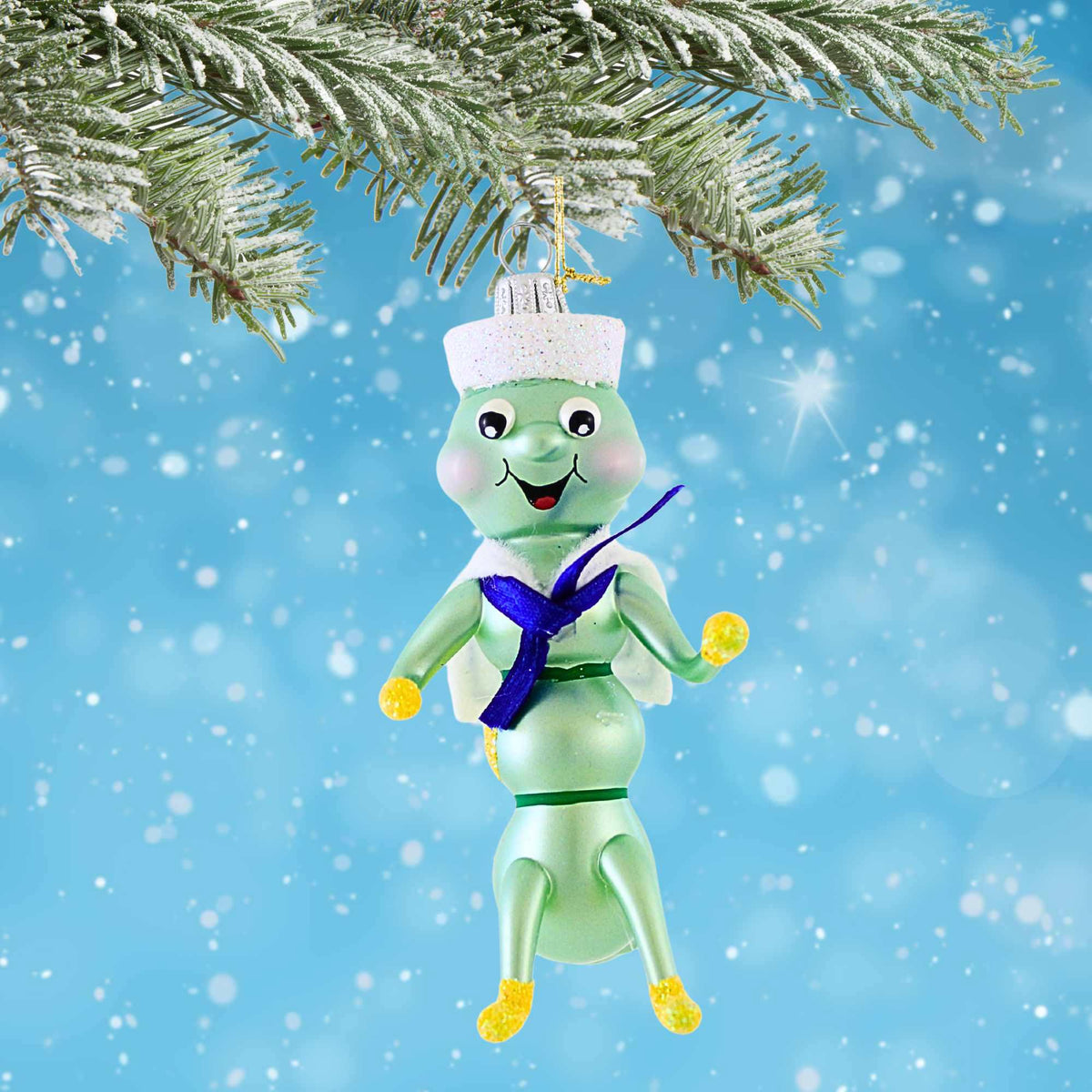 De Carlini Italian Ornaments Baby Caterpillar W/ Sailor Hat - - SBKGifts.com
