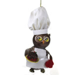 De Carlini Holiday Baking Chef Owl Glass Ornament Italian Baker Bird A2098