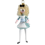 De Carlini 5.00"  Alice In Blue Dress Ornament Italian Looking Glass Ba1619g