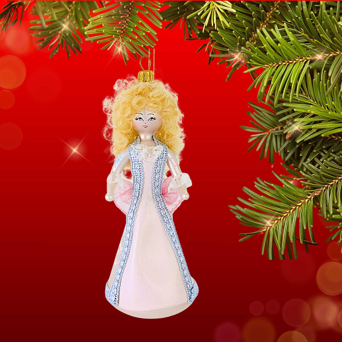De Carlini Italian Ornaments Belle In Pink Dress - - SBKGifts.com