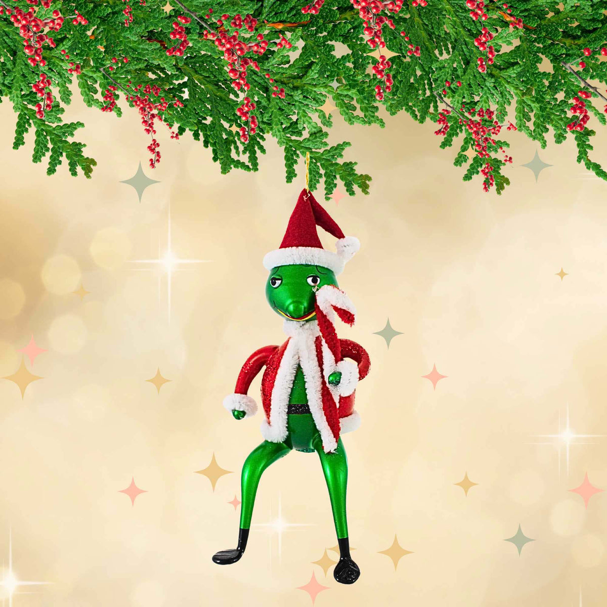 De Carlini Italian Ornaments Santa Frog - - SBKGifts.com