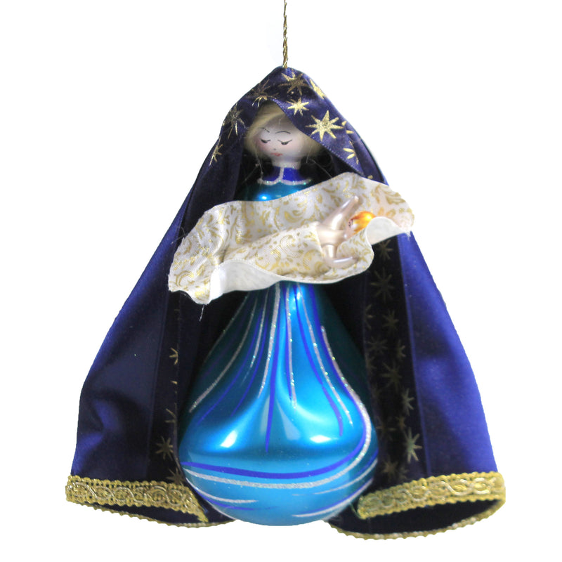 De Carlini Italian Ornaments Standing Mary W/ Baby Jesus - 1 Glass Ornament 6.5 Inch, Glass - Ornament Italian Nativity Birth Pr4390 (48660)