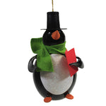 De Carlini Penguin Holding Book Glass Christmas Ornament Bird A2167 (48667)