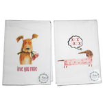Tabletop Weiner & Love You More Dog Towel Gourmet Flour Sack Fstlum-Fstvwd