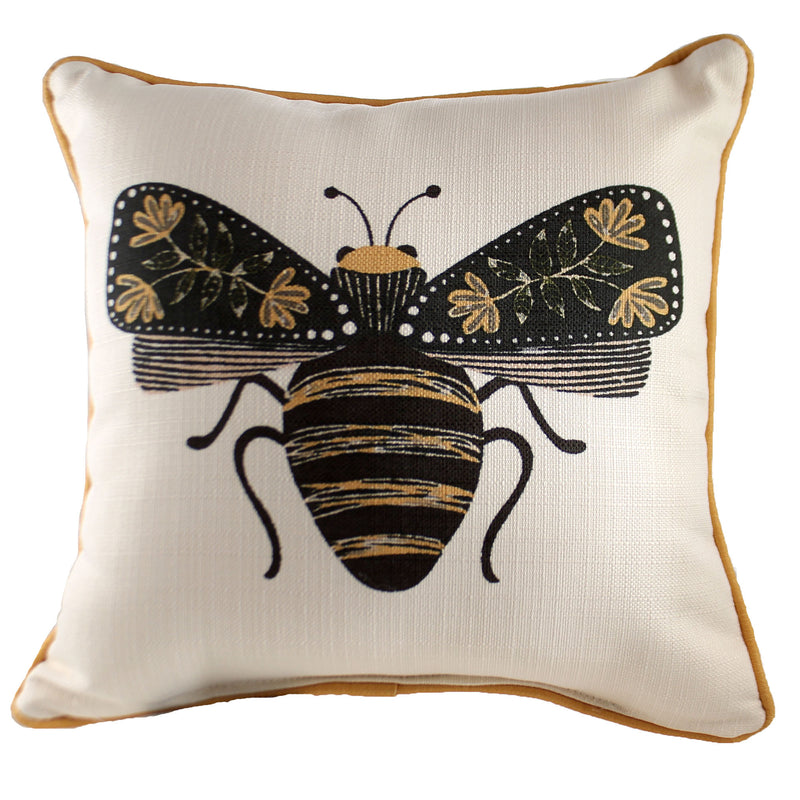 Home Decor Botanical Bee Pillow Fabric Insect Pollinate Txt0685 (48729)