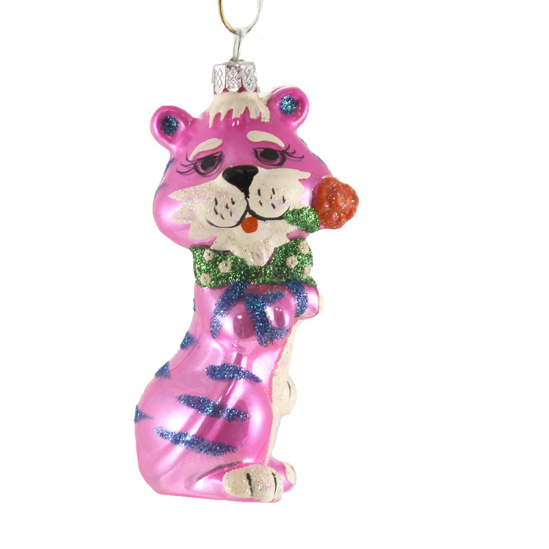Holiday Ornament Retro Pink Tiger Glass Kitsch Spring Easter Flower Go6384 (48793)
