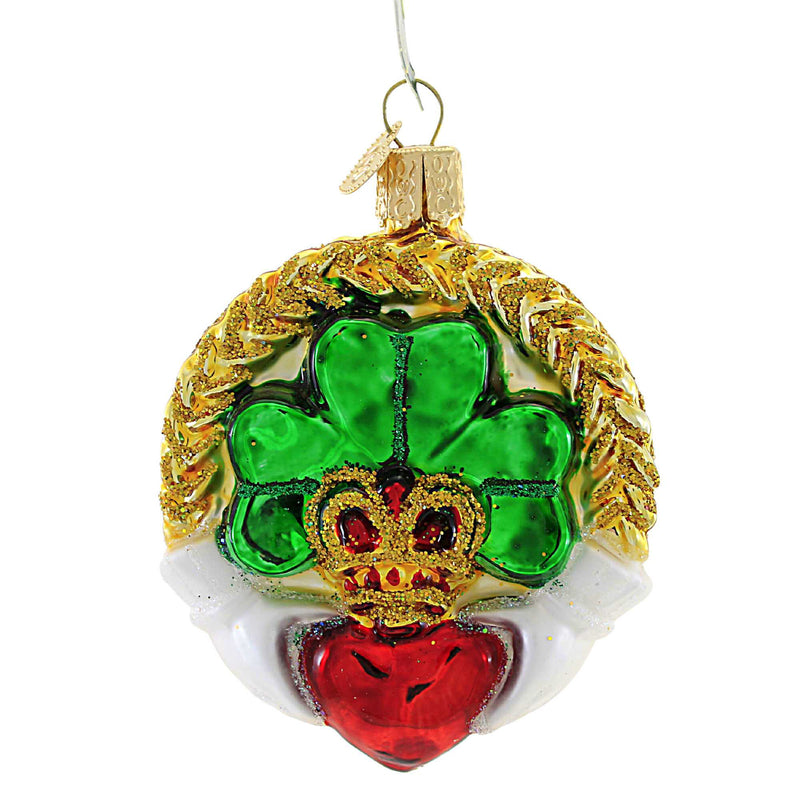 Old World Christmas Claddagh Glass Saint Patricks Day Clover 36081