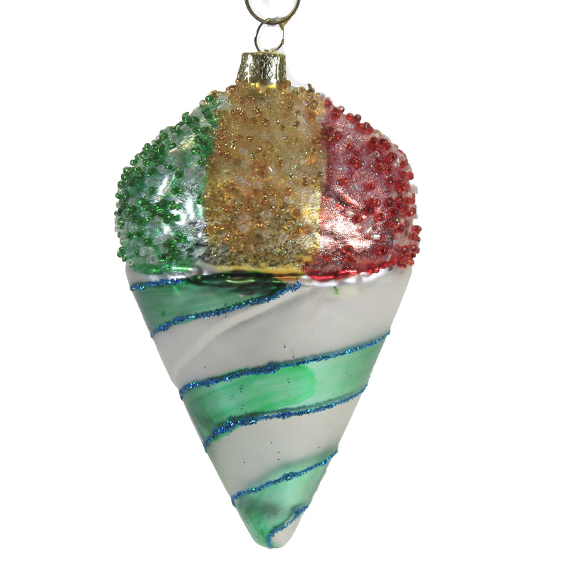 Holiday Ornament Rainbow Snow Cone Glass Summertime Treat Shaved Ice Go2517 (48895)