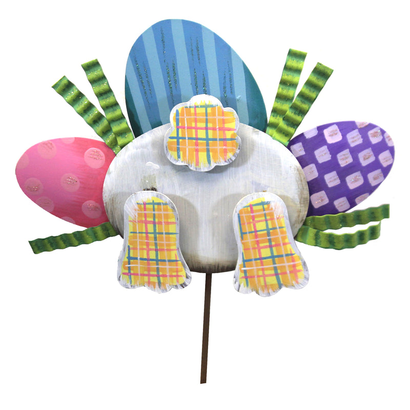 Home & Garden Pile Of Eggs & Bunny Bottom Metal Grass Hunt E21034