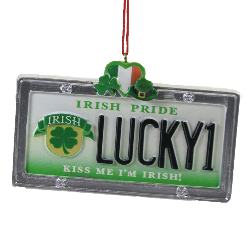 Lucky1 License Plate - One Ornament 2.5 Inch, Polyresin - Saint Partick's Day J8622 (49209)
