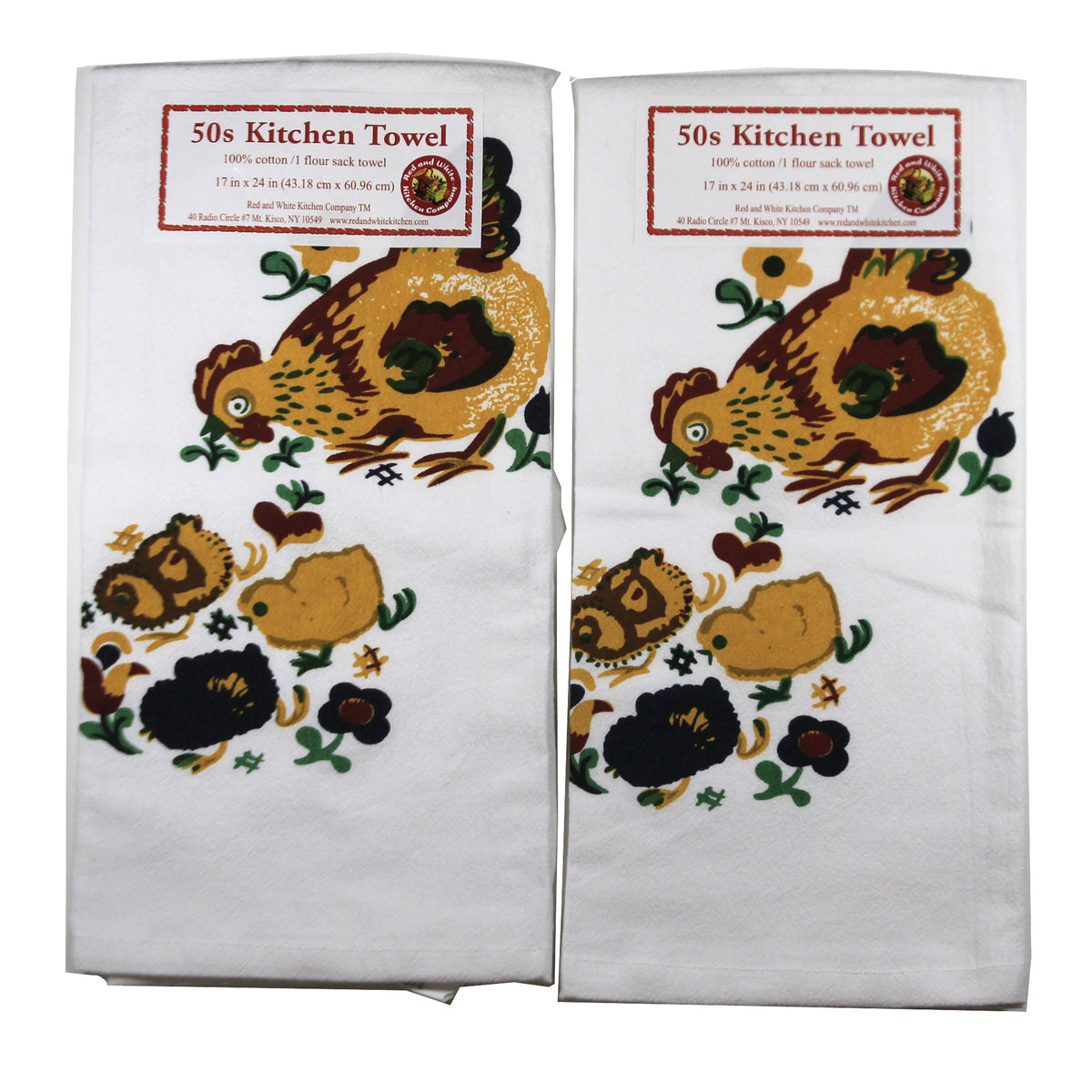 (49214) Mama Hen W/Chicks Towel Set / 2
