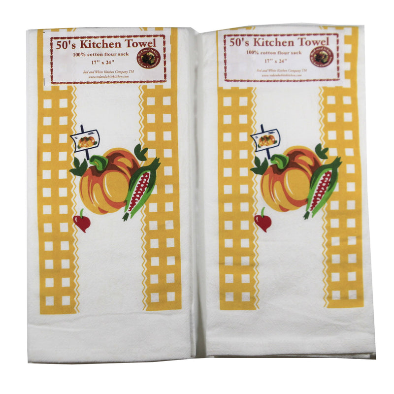 Red And White Kitchen Pumpkin Harvest Time Towel S/2 - 2 Towels 24 Inch, Cotton - 100% Cotton Kitchen Fall Corn Vl77.Vl77 Set/2 (49216)
