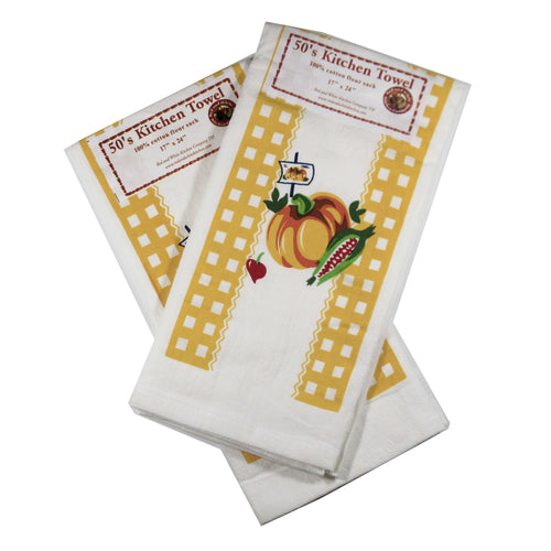 Red And White Kitchen Pumpkin Harvest Time Towel S/2 - - SBKGifts.com