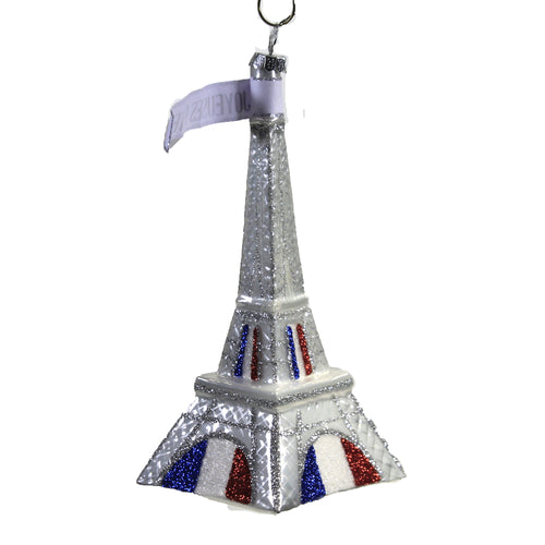 Holiday Ornament Silver Eiffel Tower - - SBKGifts.com