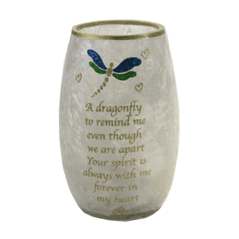 Stony Creek Dragonfly Pre-Lit Small Vase Glass Forever In Heart Drb9204