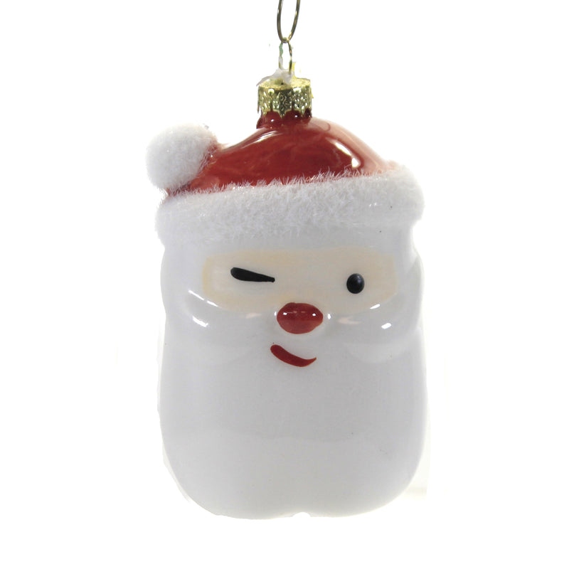 Holiday Ornament Wink & Nod Santa Glass Christmas St Nick Flock Go6782