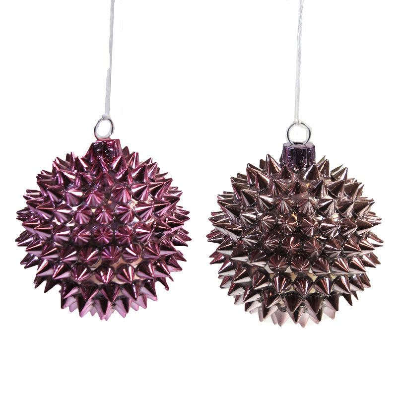 Holiday Ornament Spiny Balls In Pink Set / 2 Ombre Shade Valentines Easter Go2849p (49265)