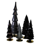 Christmas Black Gray Glass Hued Trees S/5 Decorate Halloween Mercury Ms2040bk (49268)