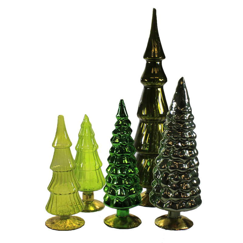 Cody Foster Green Hues Glass Trees Set / 5 - - SBKGifts.com