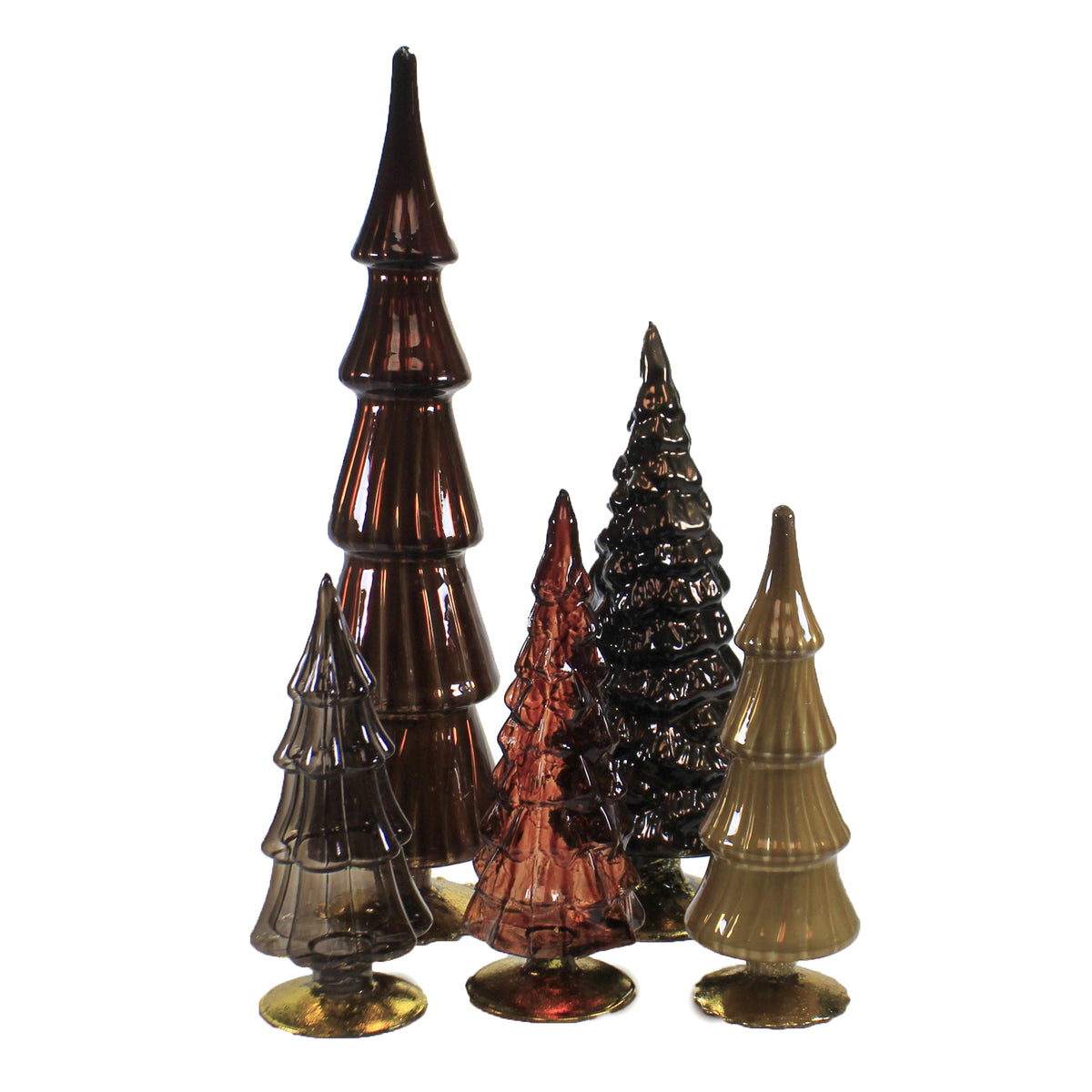 49272 Brown Hued Glass Trees Set / 5 MS2040BR