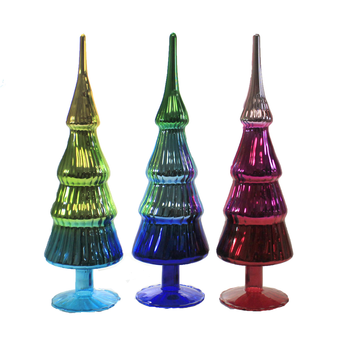 Christmas Brilliant Colored Glass Trees - - SBKGifts.com