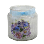 Stony Creek Bluebird Pink Roses Pre-Lit Jar Glass Blue Ribbon Bta0240