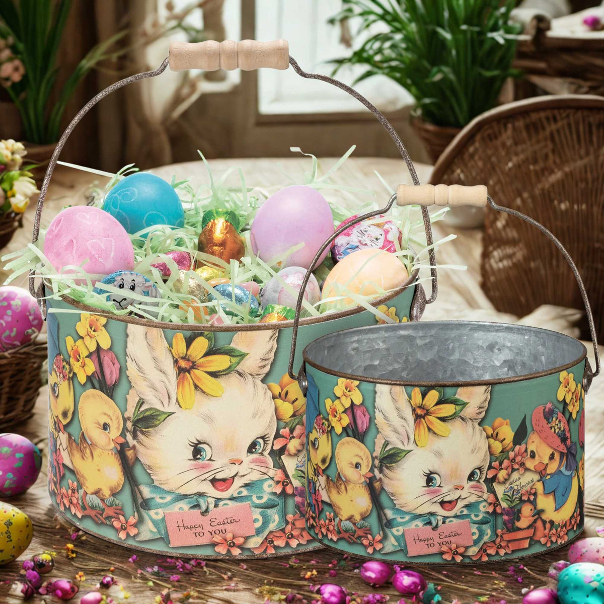 Primitives By Kathy Happy Easter Buckets Set / 2 - - SBKGifts.com